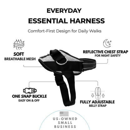 Essential Dog Harness with 3 Leash Clips