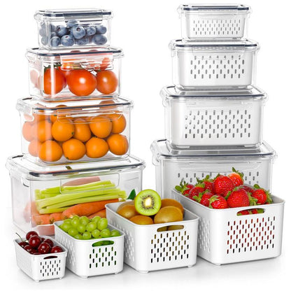 8 Pack Fridge Organizers and Storage - Stackable Fruit Storage Containers