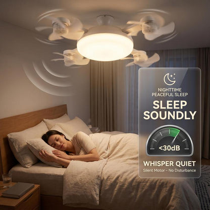 New E27 Socket Ceiling Fan Light - 2-in-1 Silent LED Fan