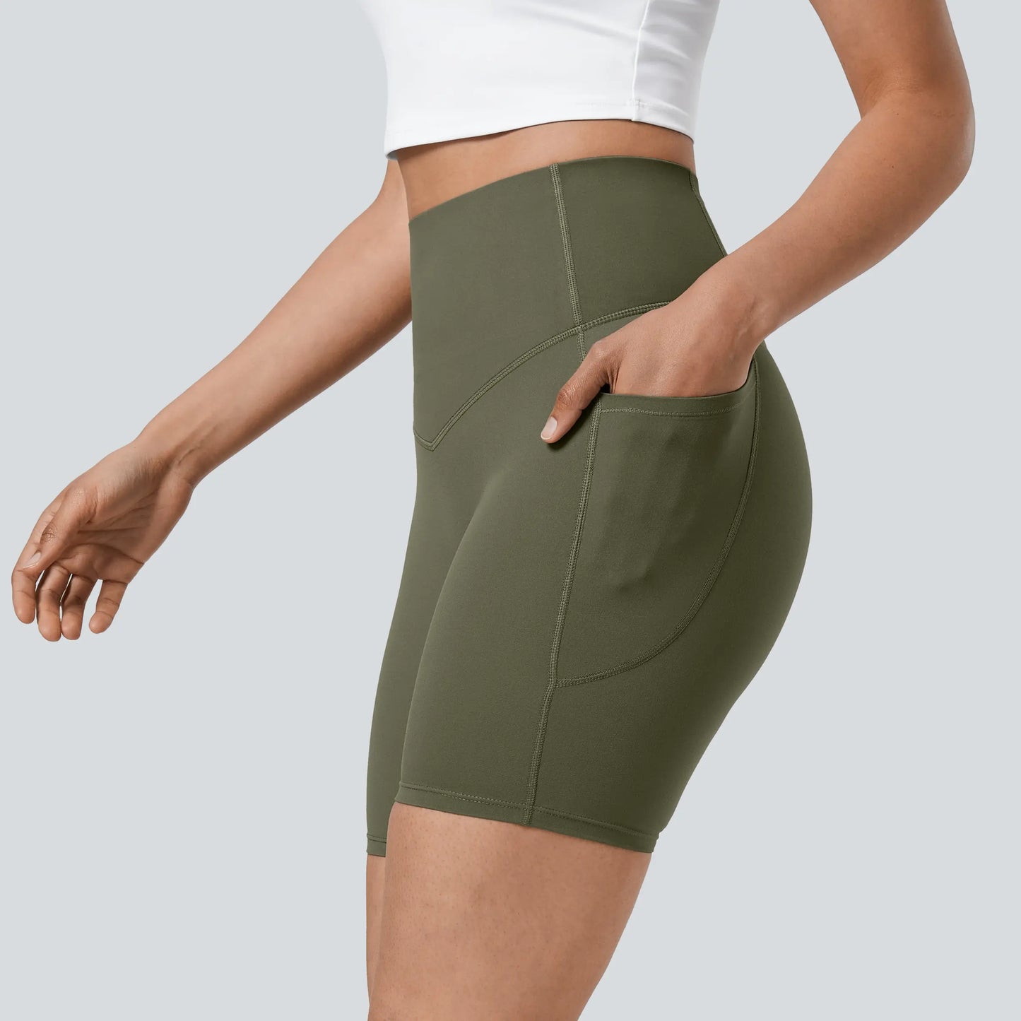 UltraSculpt High Waisted Tummy Control Pocket Shaping Training Biker Shorts 3"/5"/7"/9“
