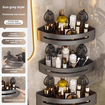 1/2/3 Pack Gun Gray Aluminum Triangular Suction Cup Shower Caddy