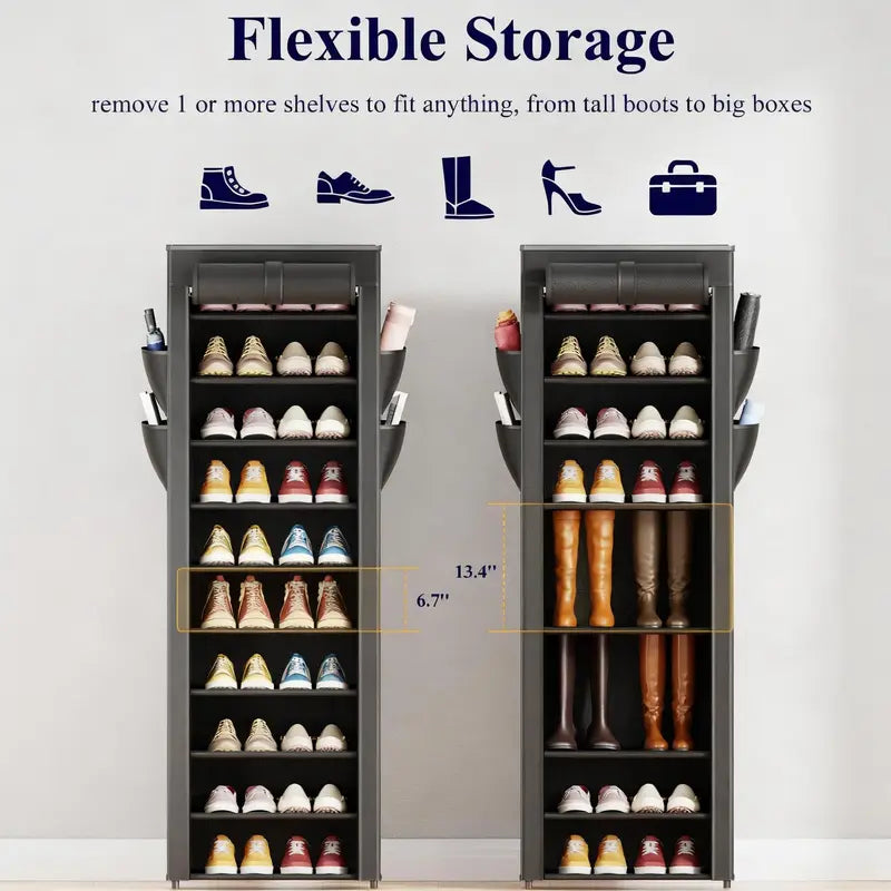 Shoe Rack - 3-10-Tier Shoe Organizer with Side Handles for Closet Entryway