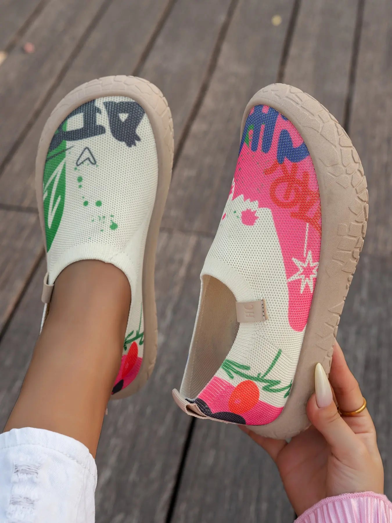 Women's Flyknit Breathable Slip-On Casual Rubber Shoes