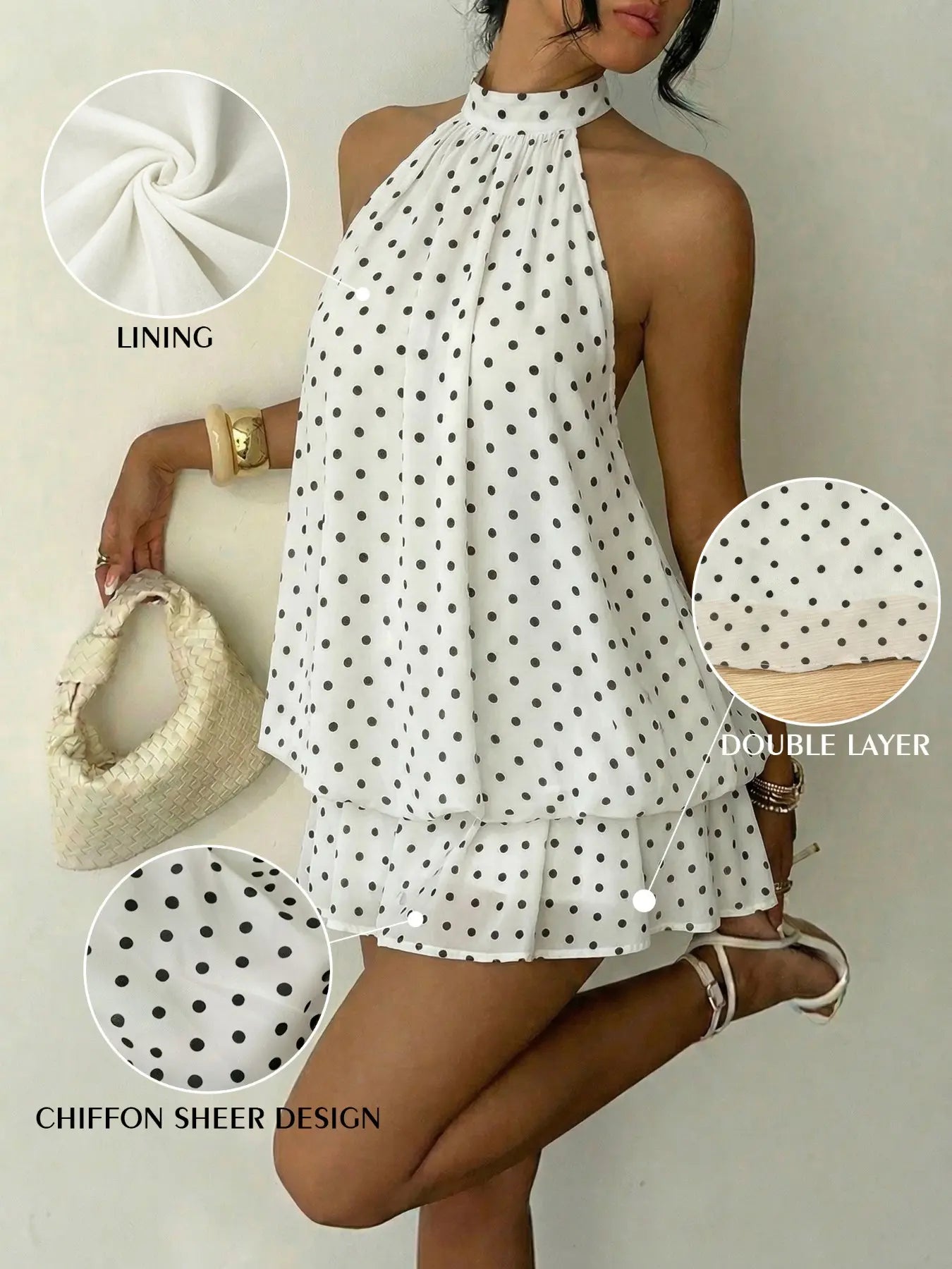 Women's Summer Fashion Party Halter Neck Tie Back Mini Dress