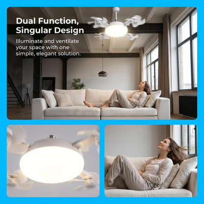 New E27 Socket Ceiling Fan Light - 2-in-1 Silent LED Fan