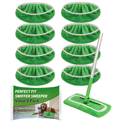 4Pcs Microfiber Mop Pads Compatible with Swiffer Sweeper Mop Wet