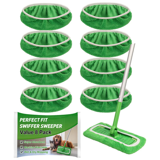 4Pcs Microfiber Mop Pads Compatible with Swiffer Sweeper Mop Wet