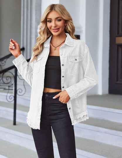 Ripped Fringe Denim Jacket