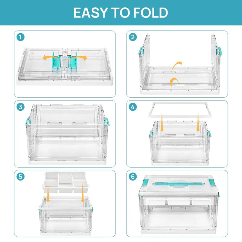 Vtopmart 24QT Clear Craft Storage Bin with Removable Trays&Adjustable Dividers