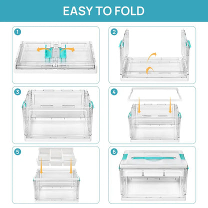 Vtopmart 24QT Clear Craft Storage Bin with Removable Trays&Adjustable Dividers
