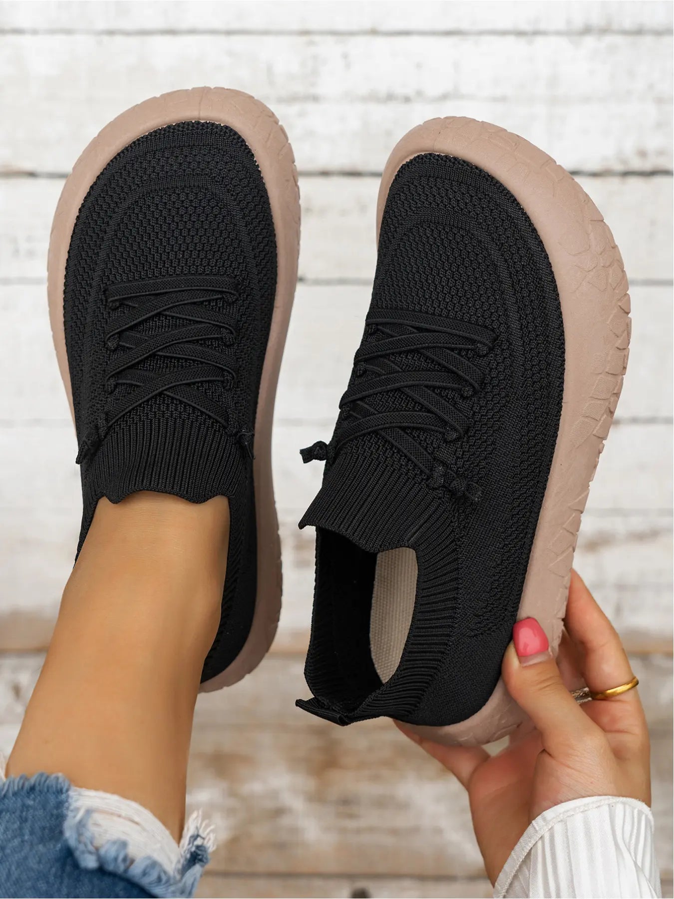 Women's Flyknit Breathable Slip-On Casual Rubber Shoes