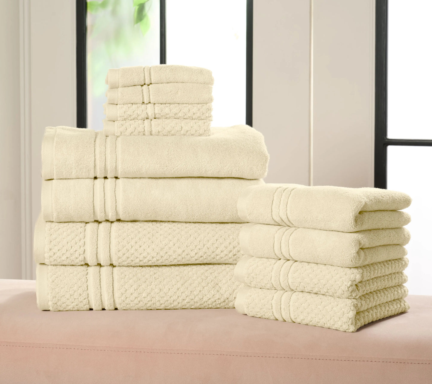 100% Cotton Solid & Texture 12-pc Towel Set