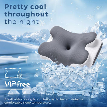 VIPfree Cooling Memory Neck Pillow, Adjustable Ergonomic Memory Foam Neck Pillows